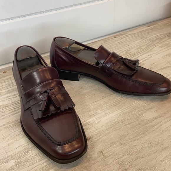 Salvatore FERRAGAMO Oxblood Leather Tassel Loafers Men Size 10B - Picture 2 of 9